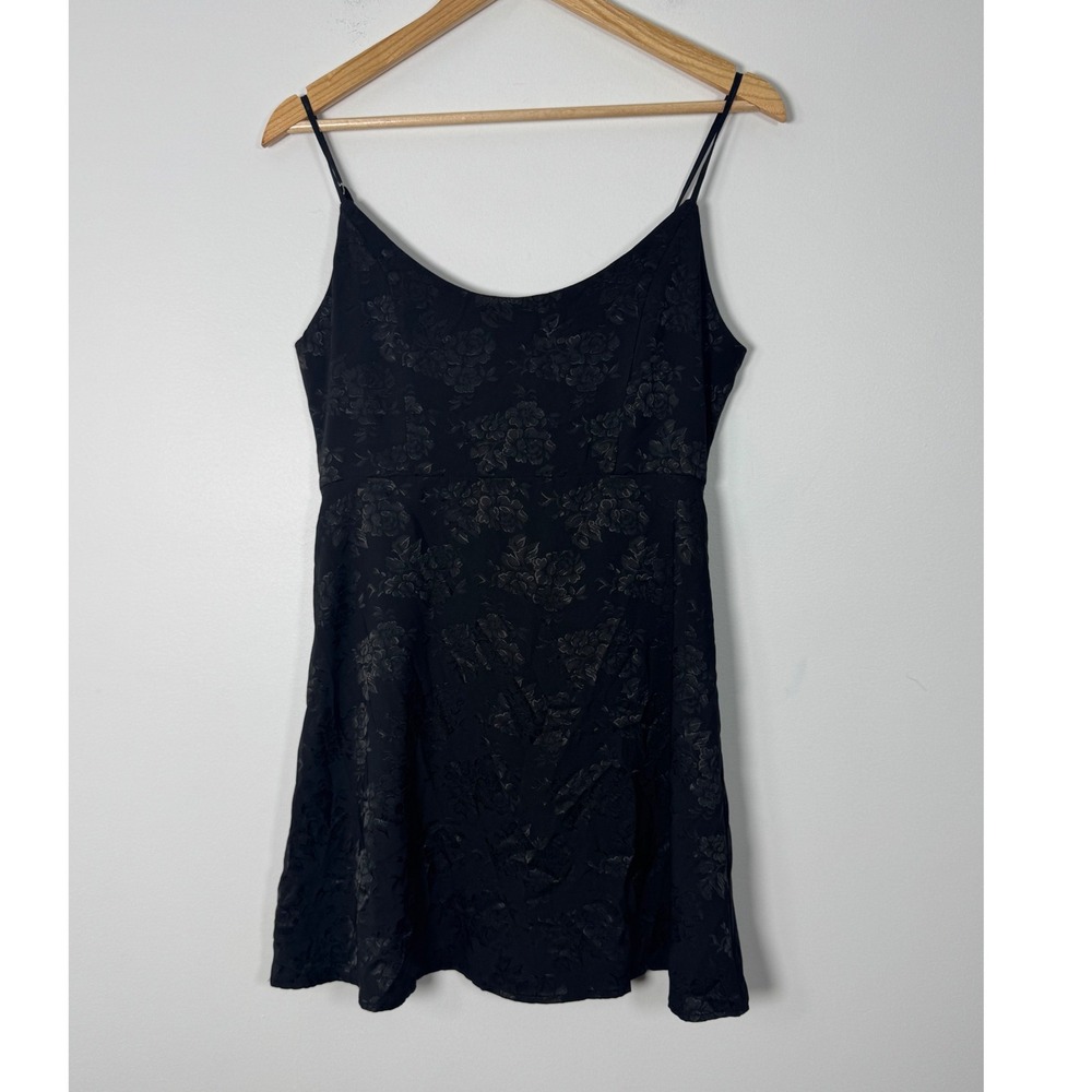 Goth Coquette Wild Honey Womens Size M Mini Dress Black Floral Jacquard 7ID3924H